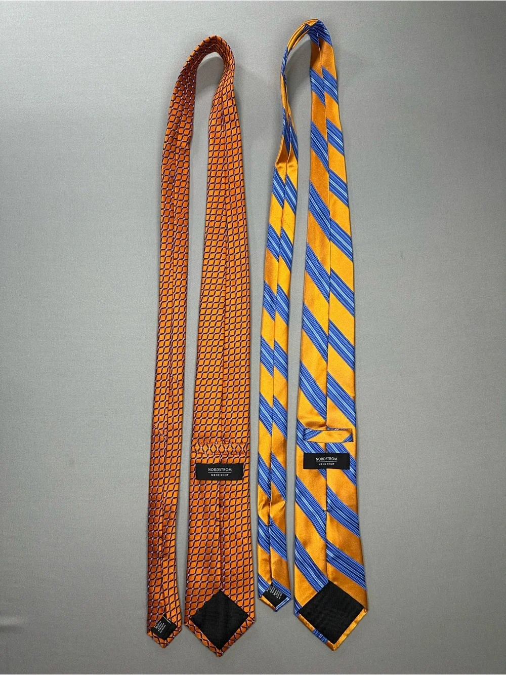 Set of 2 Nordstrom Men's Shop Silk Ties - Orange and Blue Print